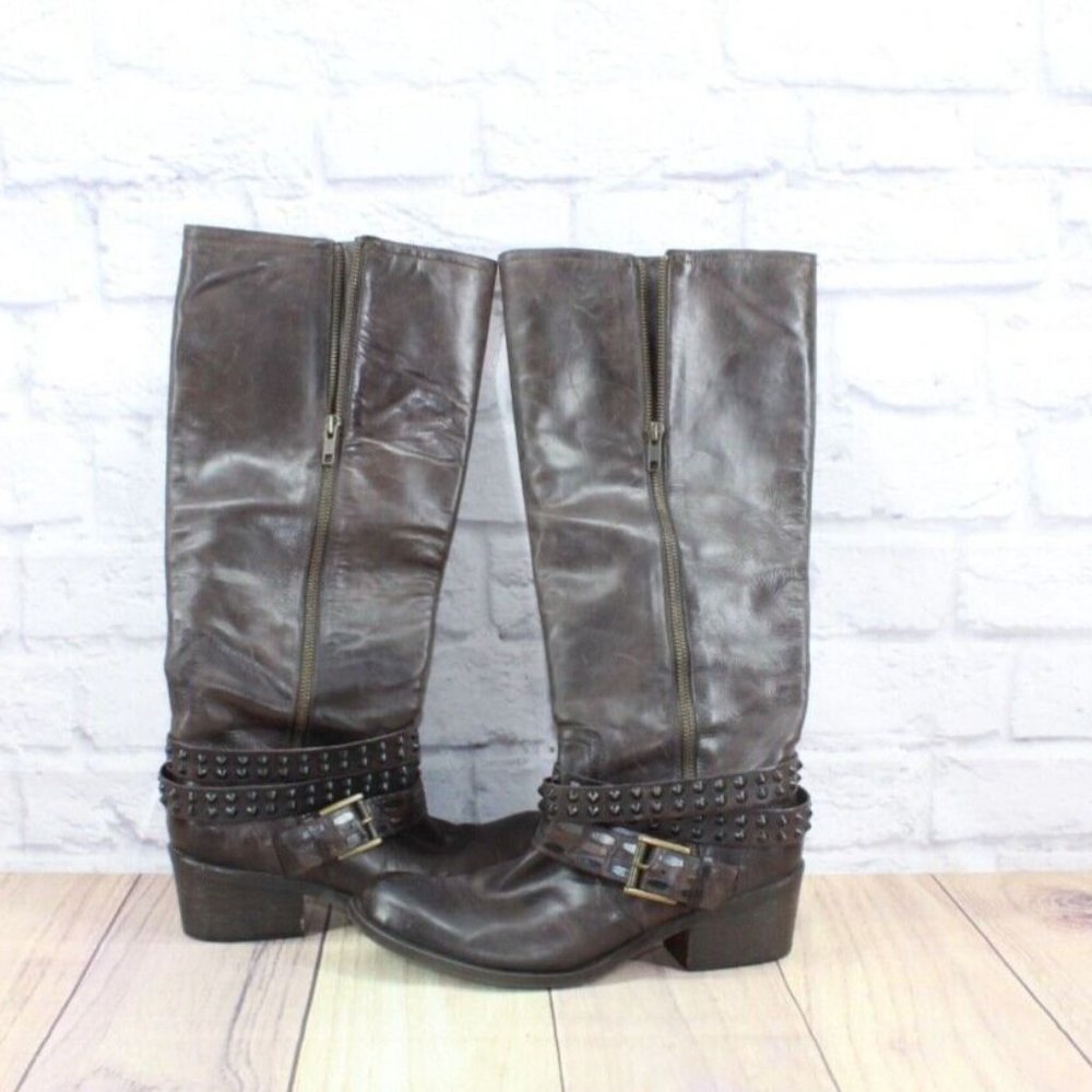 Bronx Brown Distressed Leather Side Zipper Riding Boots Size Eu 39 US 7 - Picture 7 of 10
